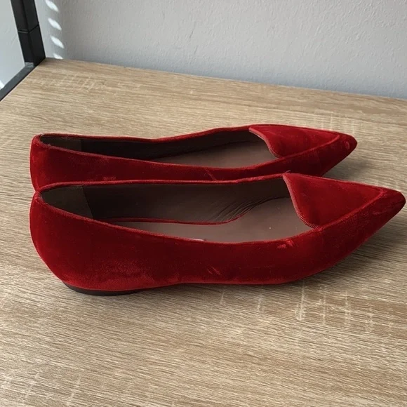 Tabitha Simmons Alexa Red Velvet Pointed Flats size 6.5 - Picture 7 of 10